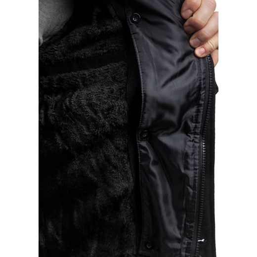 Czarny płaszcz męski zimowy Denley F008