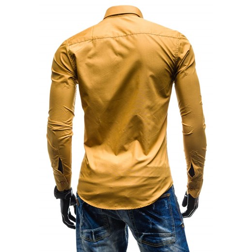 Camelowa koszula męska elegancka z długim rękawem Bolf 3726