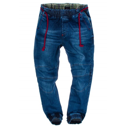 Niebieskie spodnie jeansowe joggery męskie Denley 638
