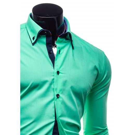 Zielona koszula męska elegancka z długim rękawem Denley 120B