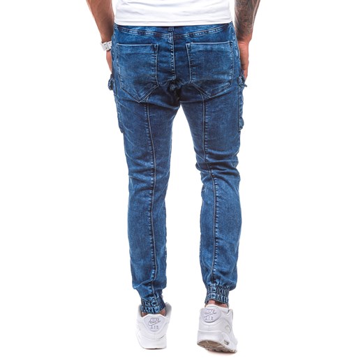 Granatowo-szare spodnie jeansowe baggy męskie Denley 191