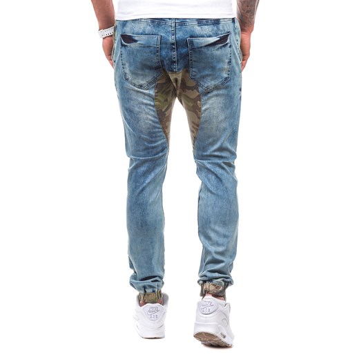 Niebieskie spodnie jeansowe joggery męskie Denley 0465