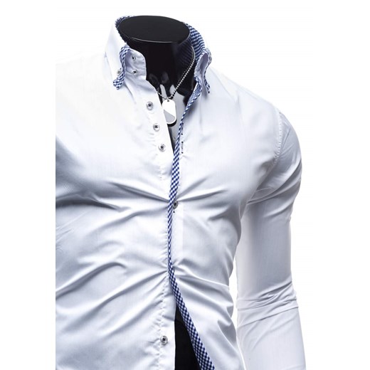 Biała koszula męska elegancka z długim rękawem Bolf 3726