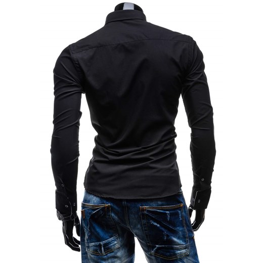 Czarna koszula męska elegancka z długim rękawem Bolf 4751