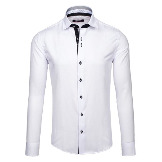 Biała koszula męska elegancka z długim rękawem Bolf 6921