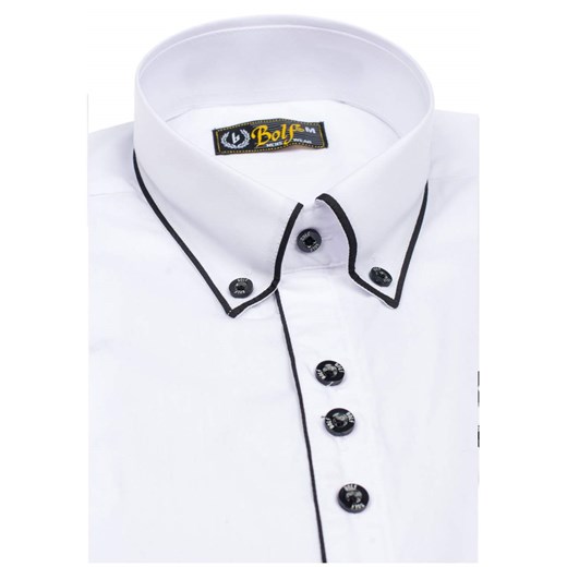 Biała koszula męska elegancka z długim rękawem Bolf 6879