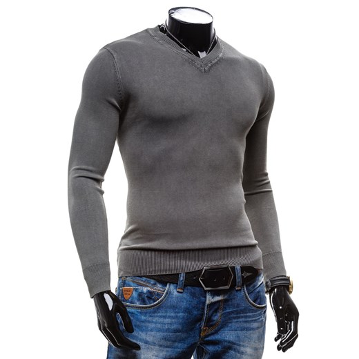 Szary sweter męski w serek Denley B916