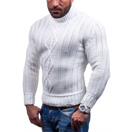 Biały sweter męski Denley 4041