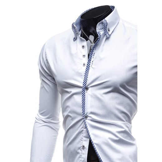 Biała koszula męska elegancka z długim rękawem Bolf 3726