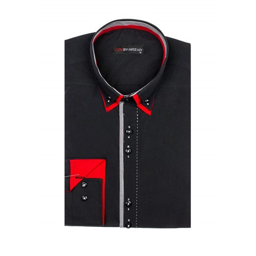 Czarna koszula męska elegancka z długim rękawem Denley 6859