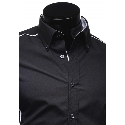 Czarna koszula męska elegancka z długim rękawem Bolf 4751