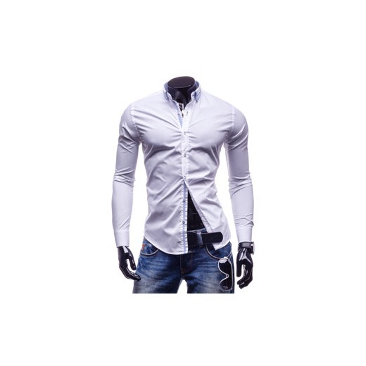 Biała koszula męska elegancka z długim rękawem Denley 0704