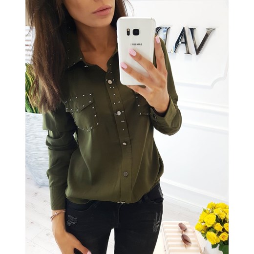 Koszula khaki dżety szary L VARLESCA