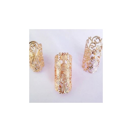 knuckle ring złote pierścionki zestaw ażurowe
