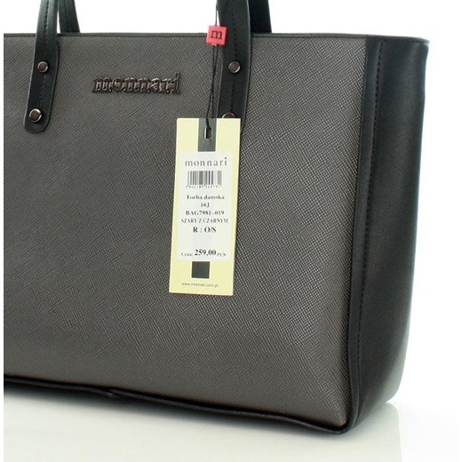 MONNARI Klasyczna torebka kuferek na ramię szary z czarnym Monnari szary One Size merg.pl promocja 