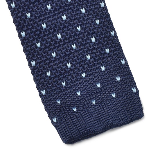 Granatowy krawat knit w błękitne kropki Michaelis granatowy  EleganckiPan.com.pl