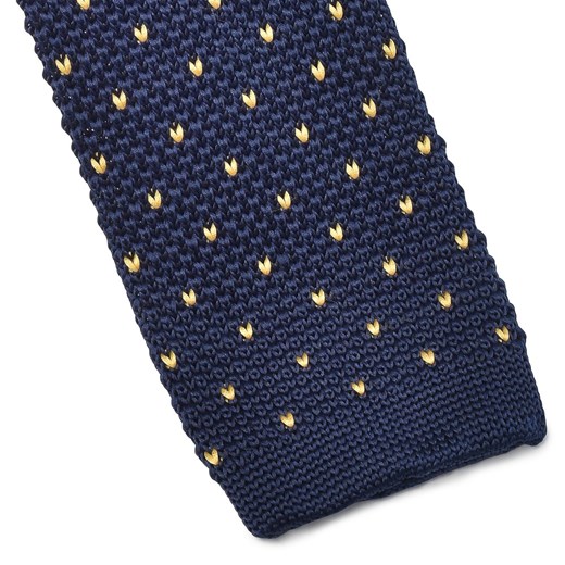 Granatowy krawat knit w żółte kropki granatowy Michaelis  EleganckiPan.com.pl