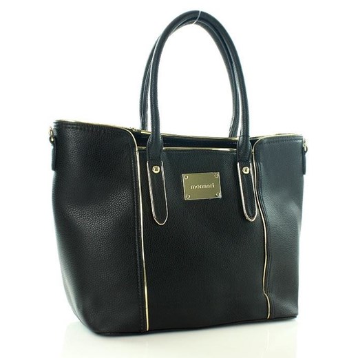 MONNARI Designerska torebka kuferek czarny ze złotym