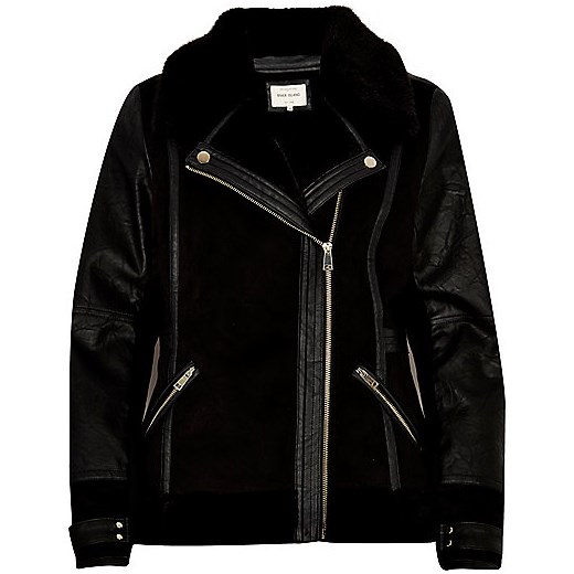 Black faux leather biker jacket 