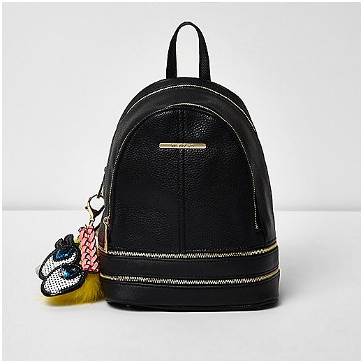 Black mini charm zip backpack 