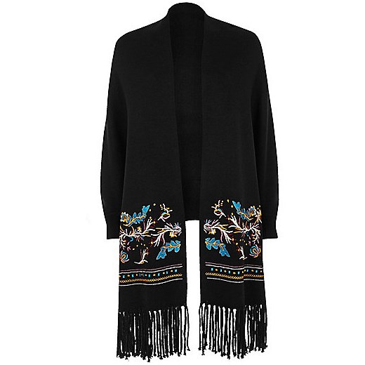 Black knitted embroidered cardigan 