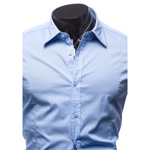 Błękitna koszula męska elegancka z długim rękawem Denley 7178