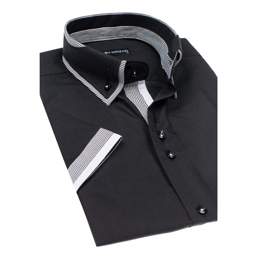 Czarna koszula męska z krótkim rękawem Denley 6502