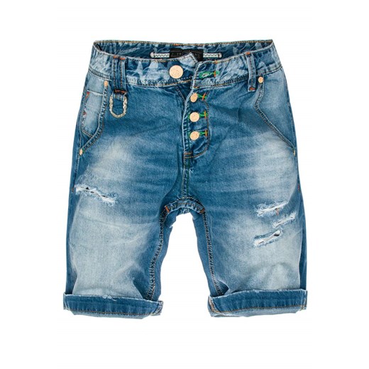 Niebieskie krótkie spodenki jeansowe męskie Denley 2596