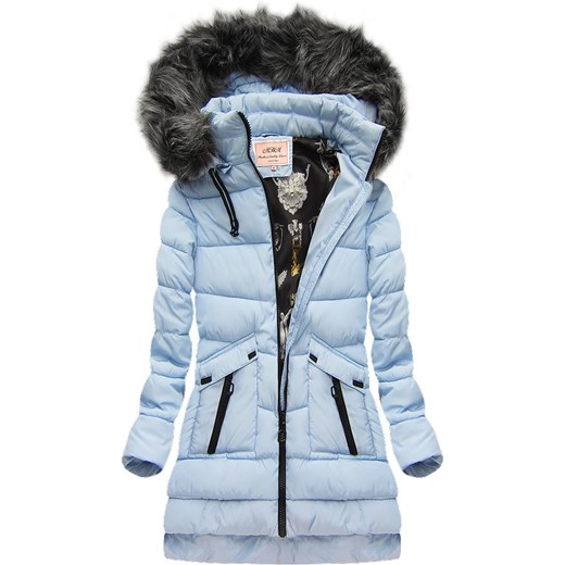 PIKOWANA KURTKA Z KAPTUREM BŁĘKITNA (W522) Mhm M (38) goodlookin.pl