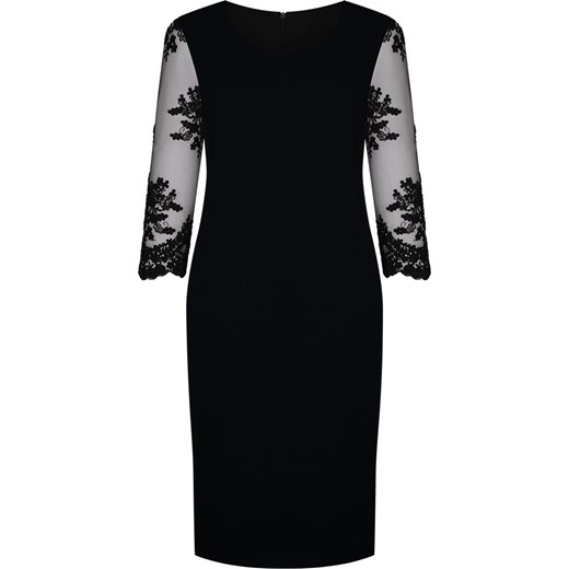 Sukienka z koronkowymi rękawami Kryspina III, elegancka kreacja w kolorze czarnym. czarny  44 Modbis