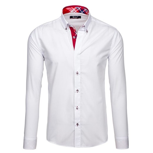 Biała koszula męska elegancka z długim rękawem Bolf 6930  Bolf 2XL Denley.pl okazyjna cena 
