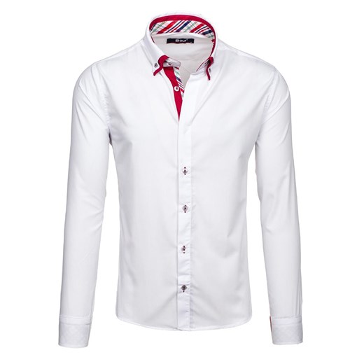 Biała koszula męska elegancka z długim rękawem Bolf 6895  Bolf M okazja Denley.pl 