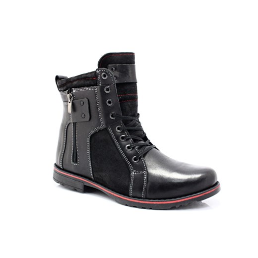 Męskie buty zimowe - KENT 237 CZARNE + WELUR