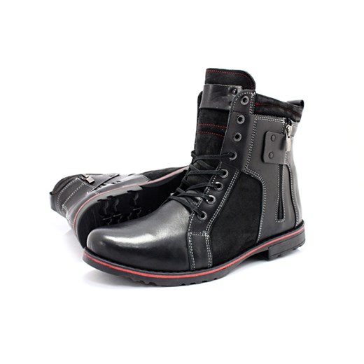 Męskie buty zimowe - KENT 237 CZARNE + WELUR