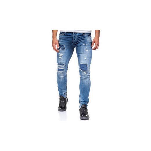 Niebieskie spodnie jeansowe męskie Denley 377 Otantik  34 Denley.pl