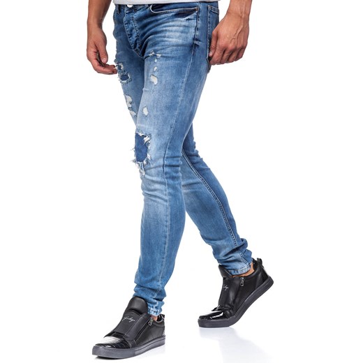Niebieskie spodnie jeansowe męskie Denley 377  Otantik 31 Denley.pl