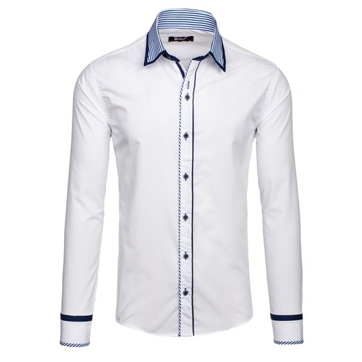 Biała koszula męska elegancka z długim rękawem Bolf 6933  Bolf M okazyjna cena Denley.pl 