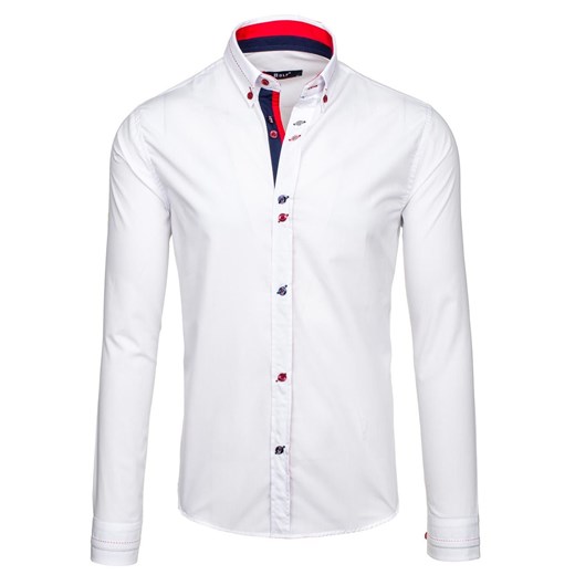 Biała koszula męska elegancka z długim rękawem Bolf 6935  Bolf XL Denley.pl okazja 