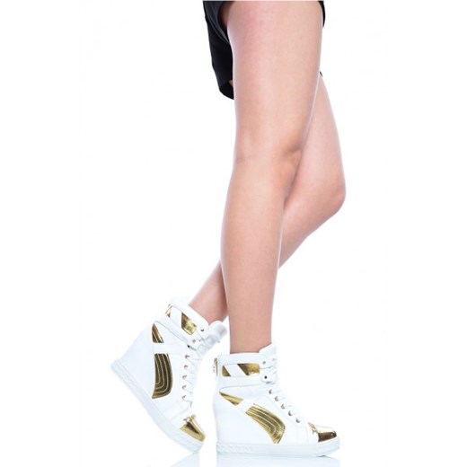 Stylowe Białe Sneakersy - Złote Zdobienia