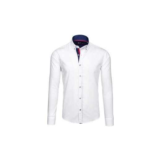 Biała koszula męska elegancka z długim rękawem Bolf 6937  Bolf M okazyjna cena Denley.pl 