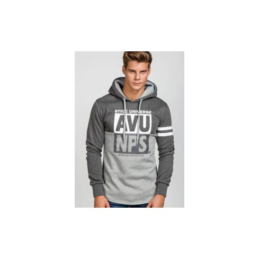 Antracytowa bluza męska z kapturem z nadrukiem Denley J05 J.Style  M Denley.pl