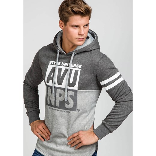Antracytowa bluza męska z kapturem z nadrukiem Denley J05  J.Style 2XL Denley.pl