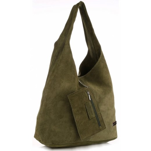 Oryginalne Torby Skórzane XL VITTORIA GOTTI Shopper Bag z Etui Zamsz Naturalny Zielona (kolory) zielony Vittoria Gotti  PaniTorbalska