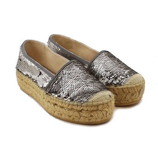 BUTY DAMSKIE ESPADRYLE SREBRNE CEKINY MACARENA SKÓRA szary 36 sohobuty.pl