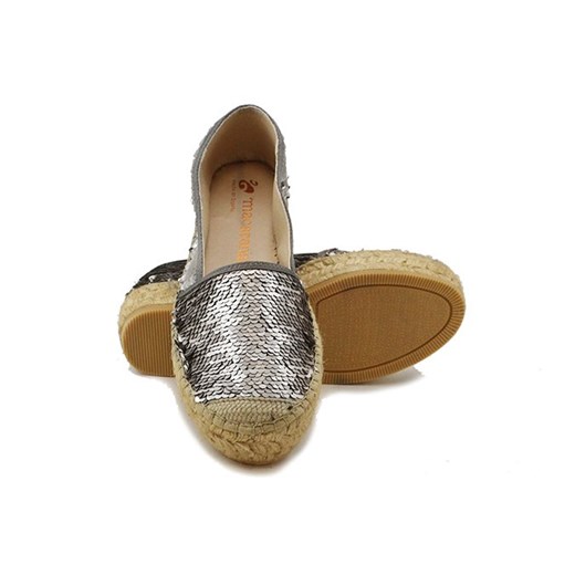 BUTY DAMSKIE ESPADRYLE SREBRNE CEKINY MACARENA SKÓRA brazowy 36 sohobuty.pl