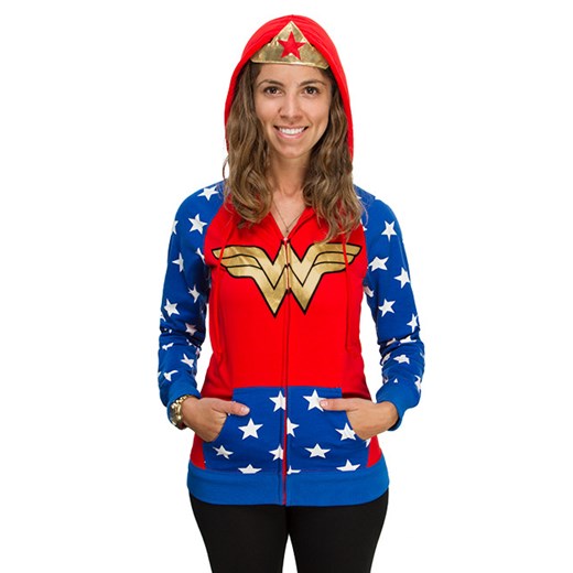 Bluza Wonder Woman z kapturem niebieski Dc Comics S SuperHeroes.com.pl