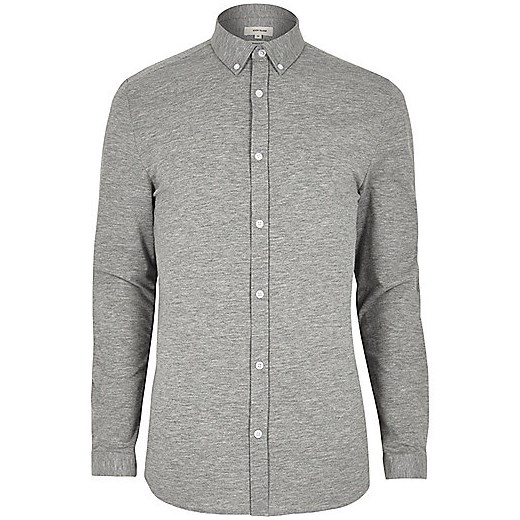 Grey marl casual muscle fit shirt 