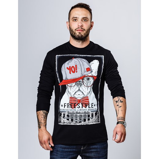 Czarny męski longsleeve nadruk FREESTYLE