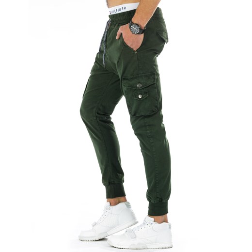 Spodnie męskie jogger chino zielone (ux0730)  szary L DSTREET