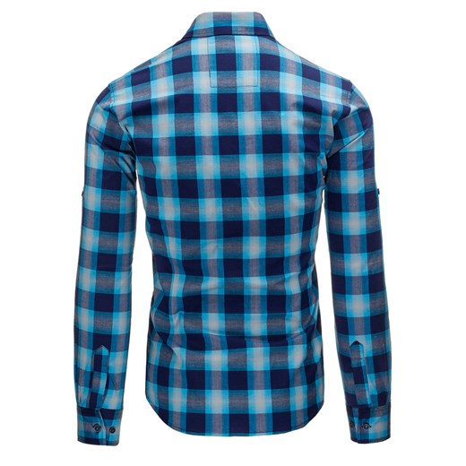 Granatowo-niebieska koszula męska w kratkę (dx1171)   XL DSTREET